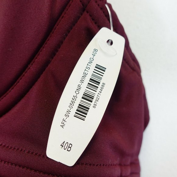 NEW ADORE ME One Piece Women Red Wine Swimsuit 40B 0X Lace Illusion Neckline - Picture 5 of 12